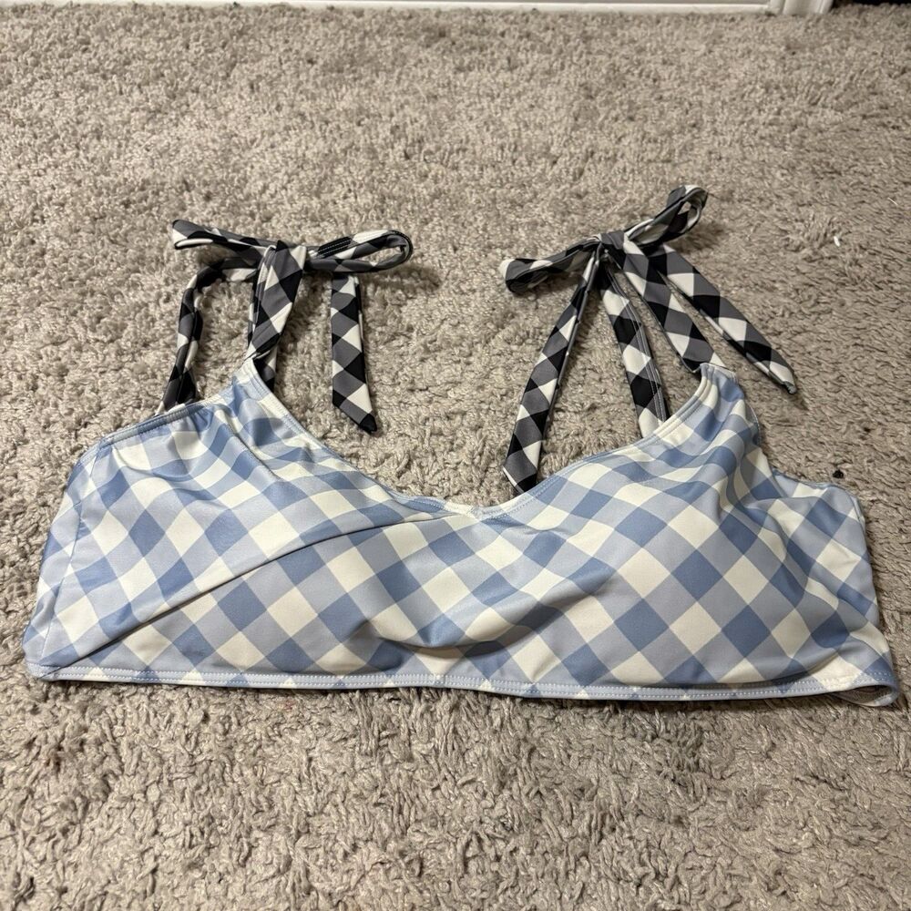Summersalt Womens Gingham Bikini Swim Top Size 12 Vacation Beachy Resort